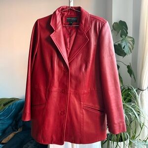 Bernardo Women's Vibrant Cherry Red Chic Genuine Leather Jacket size M